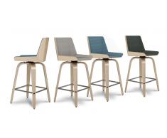 Tabouret de cuisine design avec pieds bois assise 64 cm - hambourg